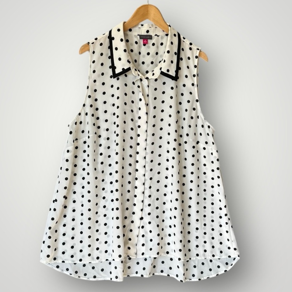 Vince Camuto Top Blouse Shirt Size 3X Polka Dot